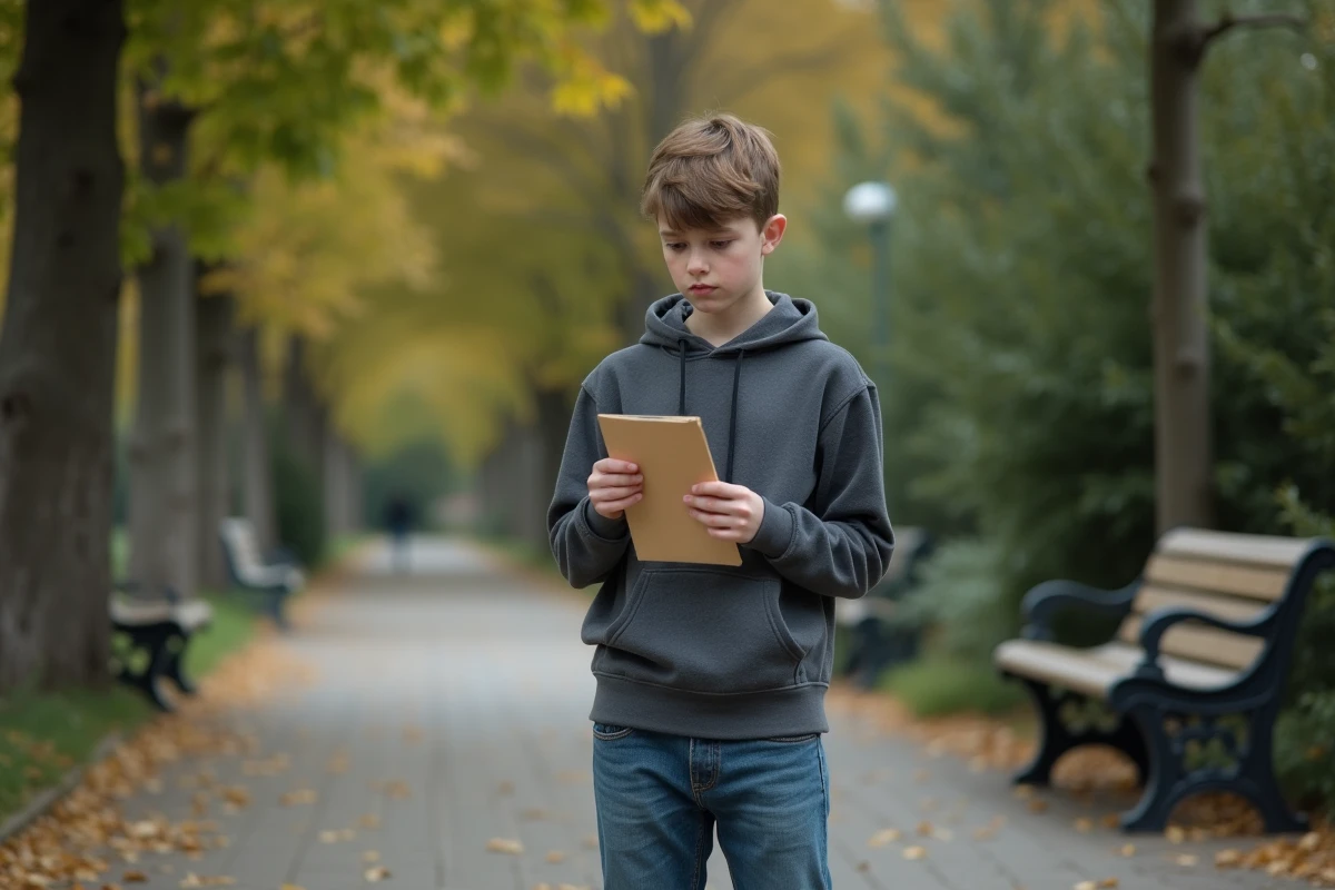 Adolescent pensif dans un parc belge en pleine nature