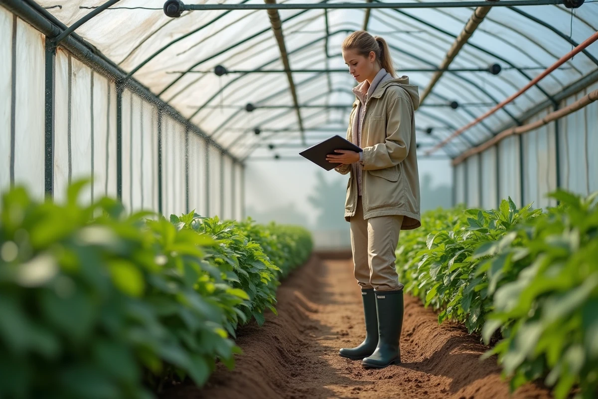 Jeune agronome observant l