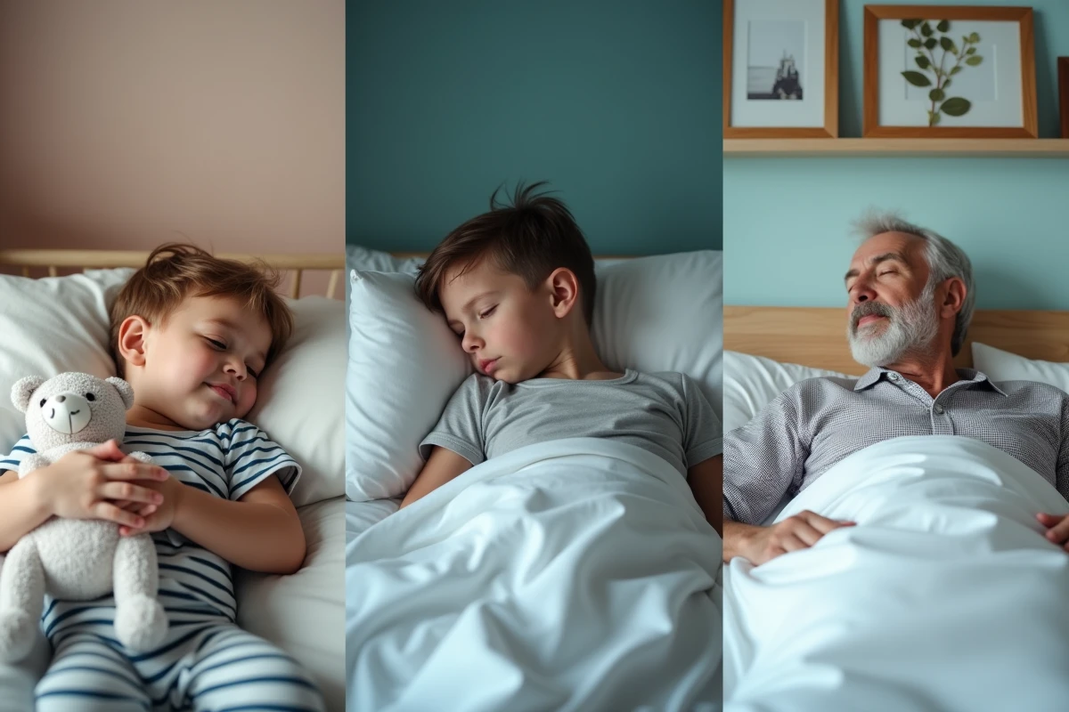 Trois personnes de tous ages en portrait dans leurs chambres respectives