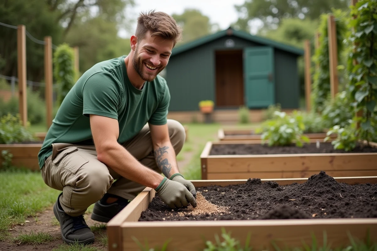 Jeune homme appliquant de l