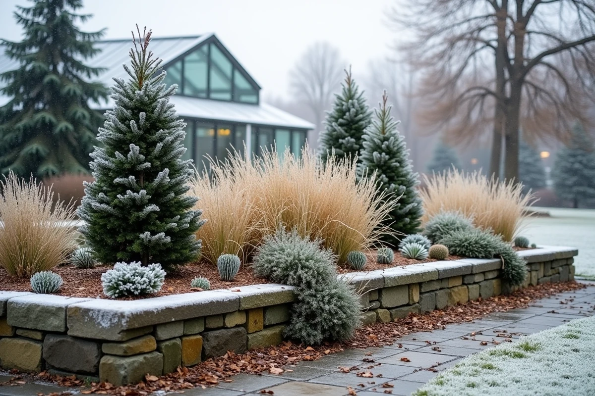 Plantes résistantes au froid dans un jardin botanique